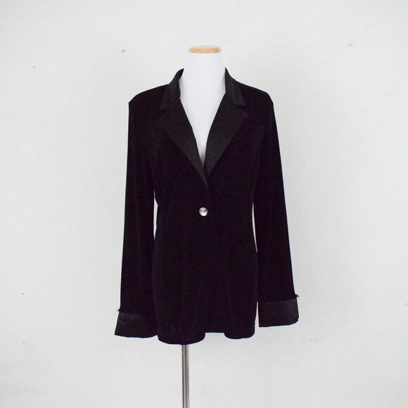 Vintage Black Polyester Lapel Jacket by TTC The Travel Collection‎ Size Medium - Picture 9 of 10
